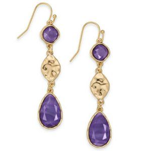 Stunning Style & Co Linear Triple Drop Earrings in Purple – Save 62%